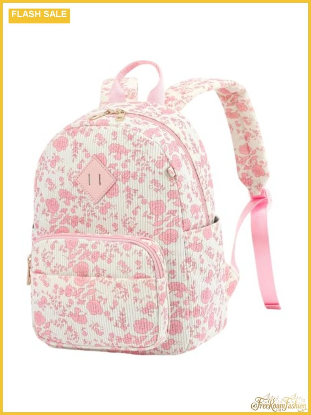 Women's Corduroy Mini Backpack Purse Floral Daypack Travel Cute Handbag